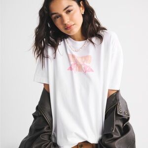 Abercrombie & Fitch Oversized Fleetwood Mac Graphic Tee in White